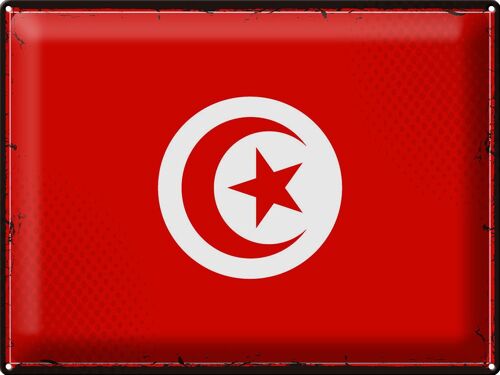Blechschild Flagge Tunesien 40x30cm Retro Flag of Tunisia