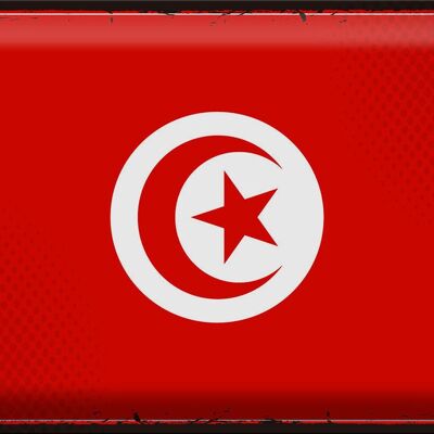 Targa in metallo Bandiera Tunisia 40x30 cm Bandiera retrò della Tunisia