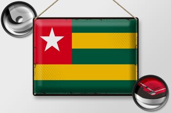 Drapeau en étain du Togo, 40x30cm, drapeau rétro du Togo 2