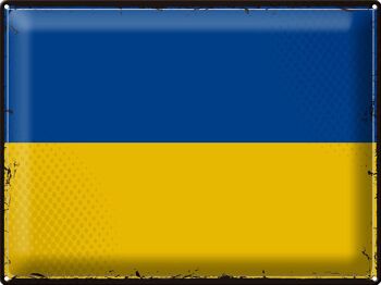 Drapeau en étain de l'Ukraine, 40x30cm, drapeau rétro de l'ukraine 1