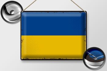 Drapeau en étain de l'Ukraine, 40x30cm, drapeau rétro de l'ukraine 2