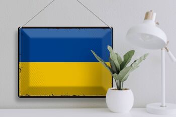 Drapeau en étain de l'Ukraine, 40x30cm, drapeau rétro de l'ukraine 3