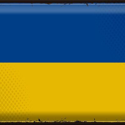 Drapeau en étain de l'Ukraine, 40x30cm, drapeau rétro de l'ukraine