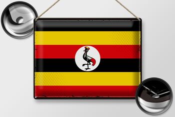Drapeau en étain de l'Ouganda, 40x30cm, drapeau rétro de l'Ouganda 2