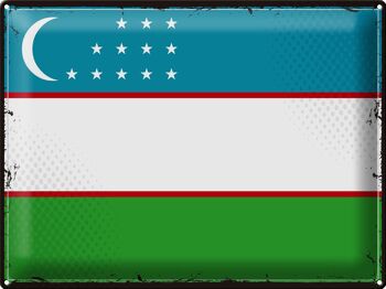 Signe en étain drapeau ouzbékistan, 40x30cm, rétro, ouzbékistan 1