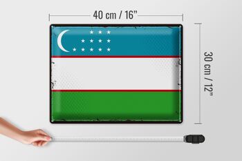 Signe en étain drapeau ouzbékistan, 40x30cm, rétro, ouzbékistan 4