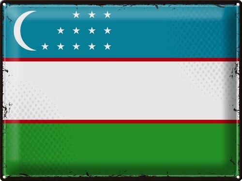 Blechschild Flagge Usbekistan 40x30cm Retro Uzbekistan