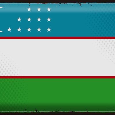 Blechschild Flagge Usbekistan 40x30cm Retro Uzbekistan