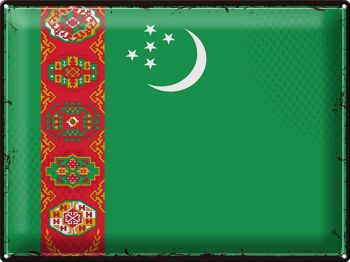 Signe en étain drapeau Turkménistan 40x30cm rétro Turkménistan 1