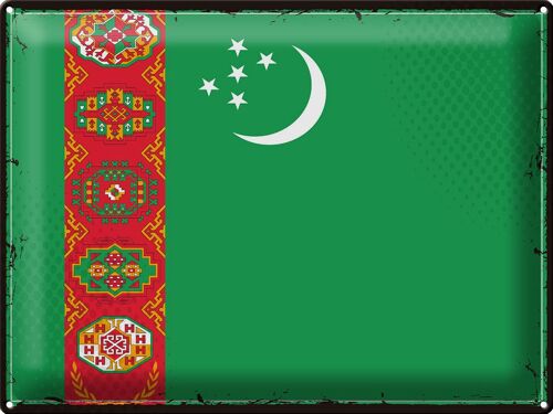 Blechschild Flagge Turkmenistan 40x30cm Retro Turkmenistan