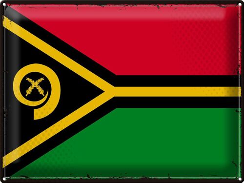 Blechschild Flagge Vanuatu 40x30cm Retro Flag of Vanuatu