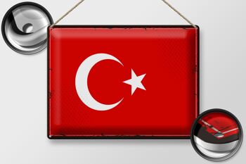 Drapeau en métal Türkiye 40x30cm, drapeau rétro de la Turquie 2