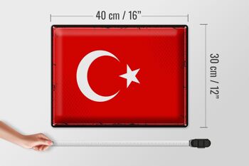 Drapeau en métal Türkiye 40x30cm, drapeau rétro de la Turquie 4
