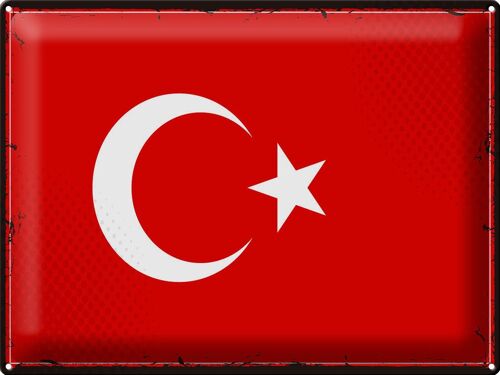 Blechschild Flagge Türkei 40x30cm Retro Flag of Turkey