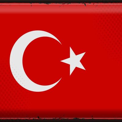 Targa in metallo Bandiera Türkiye 40x30 cm Bandiera retrò della Turchia