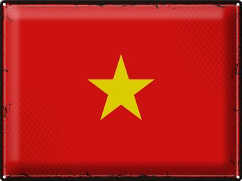 Signe en étain drapeau Vietnam 40x30cm, drapeau rétro du Vietnam 1