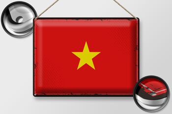 Signe en étain drapeau Vietnam 40x30cm, drapeau rétro du Vietnam 2