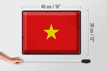 Signe en étain drapeau Vietnam 40x30cm, drapeau rétro du Vietnam 4