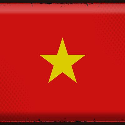 Signe en étain drapeau Vietnam 40x30cm, drapeau rétro du Vietnam
