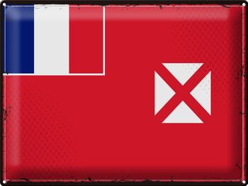 Panneau en étain drapeau Wallis et Futuna, 40x30cm, rétro Wallis 1