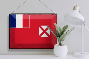 Panneau en étain drapeau Wallis et Futuna, 40x30cm, rétro Wallis 3