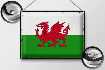 Signe en étain drapeau du pays de Galles 40x30cm, drapeau rétro du pays de Galles 2