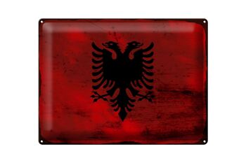 Signe en étain drapeau albanie 40x30cm drapeau albanie rouille 1