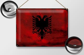 Signe en étain drapeau albanie 40x30cm drapeau albanie rouille 2