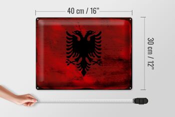 Signe en étain drapeau albanie 40x30cm drapeau albanie rouille 4