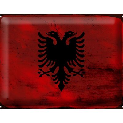 Targa in metallo Bandiera Albania 40x30 cm Bandiera Albania Ruggine
