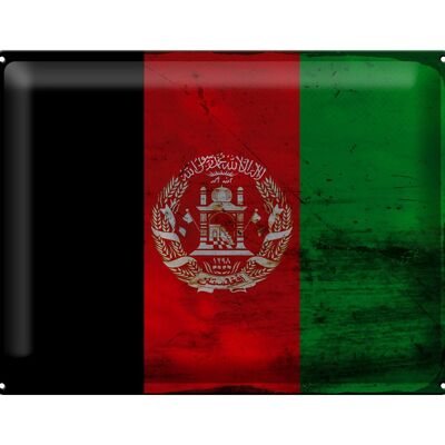 Panneau en tôle drapeau Afghanistan 40x30cm Afghanistan rouille