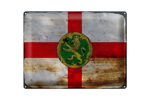 Blechschild Flagge Alderney 40x30cm Flag Alderney Rost