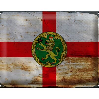 Blechschild Flagge Alderney 40x30cm Flag Alderney Rost