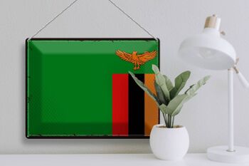 Drapeau en étain de la Zambie, 40x30cm, drapeau rétro de la Zambie 3