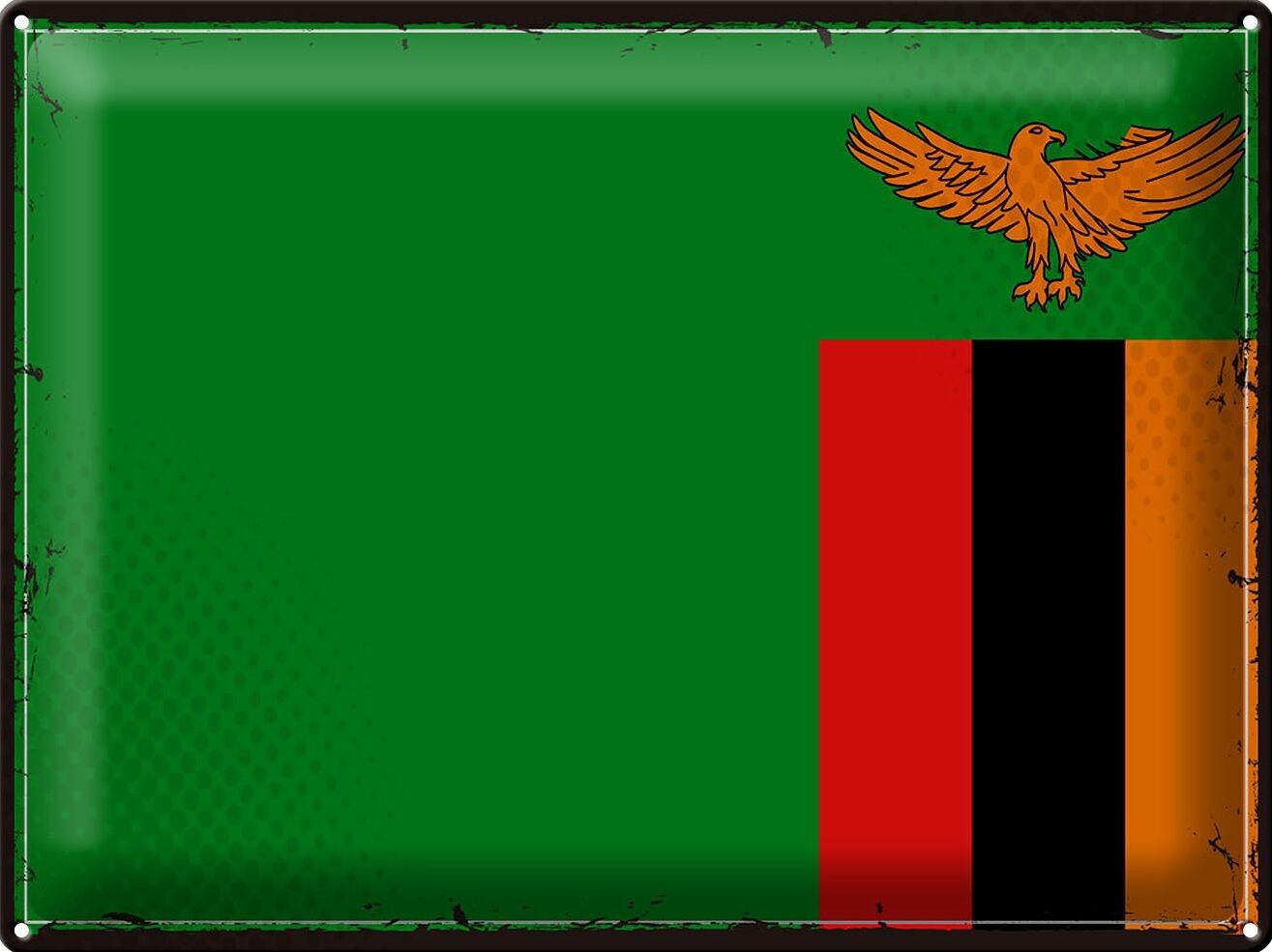 Tin sign flag Zambia 40x30cm Retro Flag of Zambia