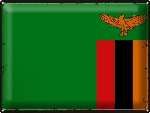 Blechschild Flagge Sambia 40x30cm Retro Flag of Zambia