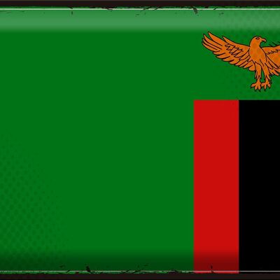 Blechschild Flagge Sambia 40x30cm Retro Flag of Zambia