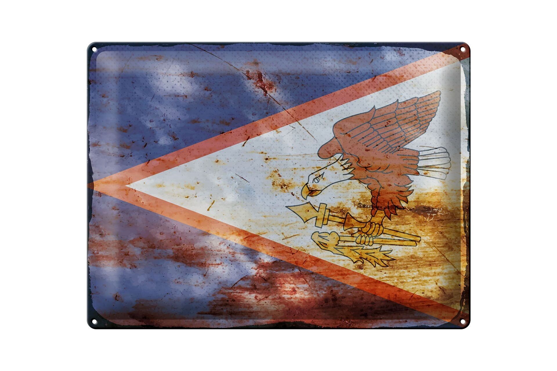 Blechschild Flagge 40x30cm Flag of American Samoa Rost