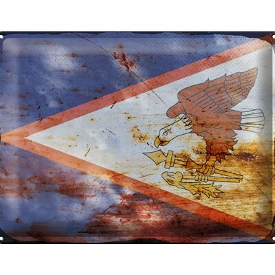 Targa in metallo Bandiera 40x30 cm Bandiera delle Samoa Americane Ruggine