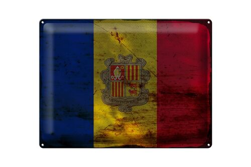 Blechschild Flagge Andorra 40x30cm Flag of Andora Rost