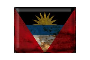 Plaque en tôle drapeau Antigua-et-Barbuda, 40x30cm, drapeau rouille 1