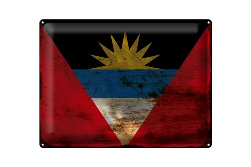 Blechschild Flagge Antigua und Barbuda 40x30cm Flag Rost