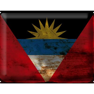 Cartel de chapa Bandera de Antigua y Barbuda 40x30cm Bandera Óxido