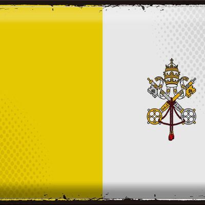 Cartel de chapa Bandera Ciudad del Vaticano 40x30cm Retro Ciudad del Vaticano