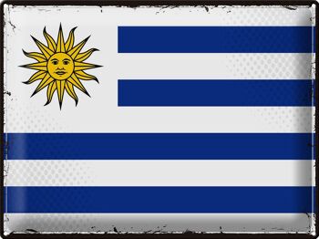 Signe en étain drapeau Uruguay 40x30cm, drapeau rétro de l'Uruguay 1