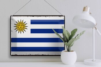 Signe en étain drapeau Uruguay 40x30cm, drapeau rétro de l'Uruguay 3