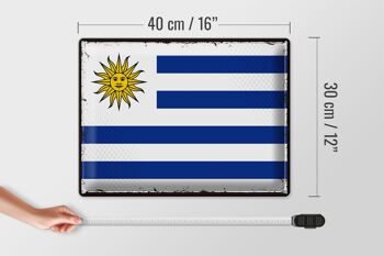 Signe en étain drapeau Uruguay 40x30cm, drapeau rétro de l'Uruguay 4