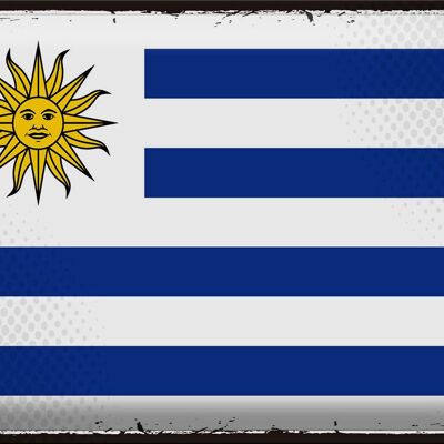 Signe en étain drapeau Uruguay 40x30cm, drapeau rétro de l'Uruguay