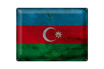 Panneau en tôle drapeau Azerbaïdjan 40x30cm Azerbaïdjan rouille 1