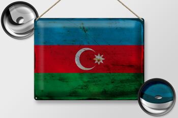 Panneau en tôle drapeau Azerbaïdjan 40x30cm Azerbaïdjan rouille 2